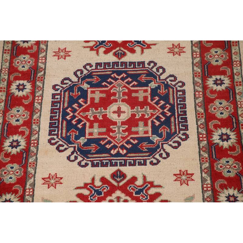 Kazak Accent Rug Hand-Knotted Wool Carpet - 2'11" x 4'3"
