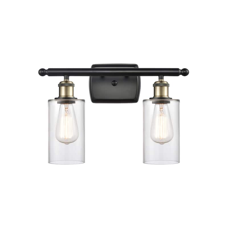 Innovations Lighting 516-2W-12-16 Clymer Vanity Clymer 2 Light 16" - Clear / Black Antique Brass