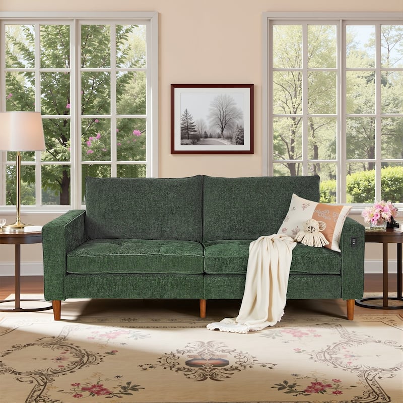 Modern 82.68 " Chenille Upholstered Sofa Loveseat Sofa with USB Ports for Living Space
