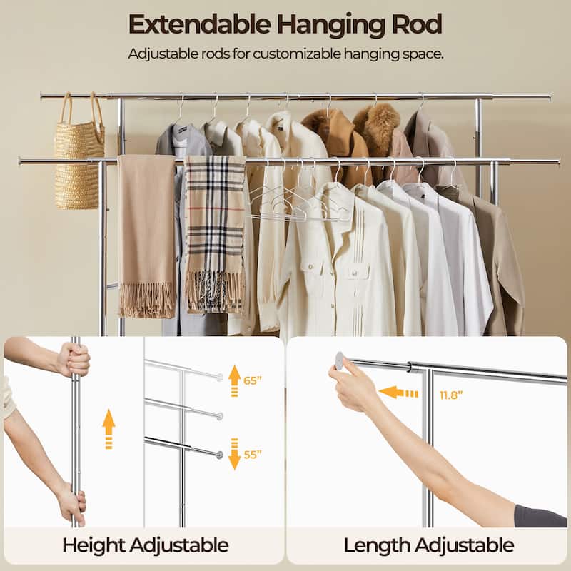 Yaheetech Commercial Grade Collapsible 2 Rack Clothing and Garmet Rack