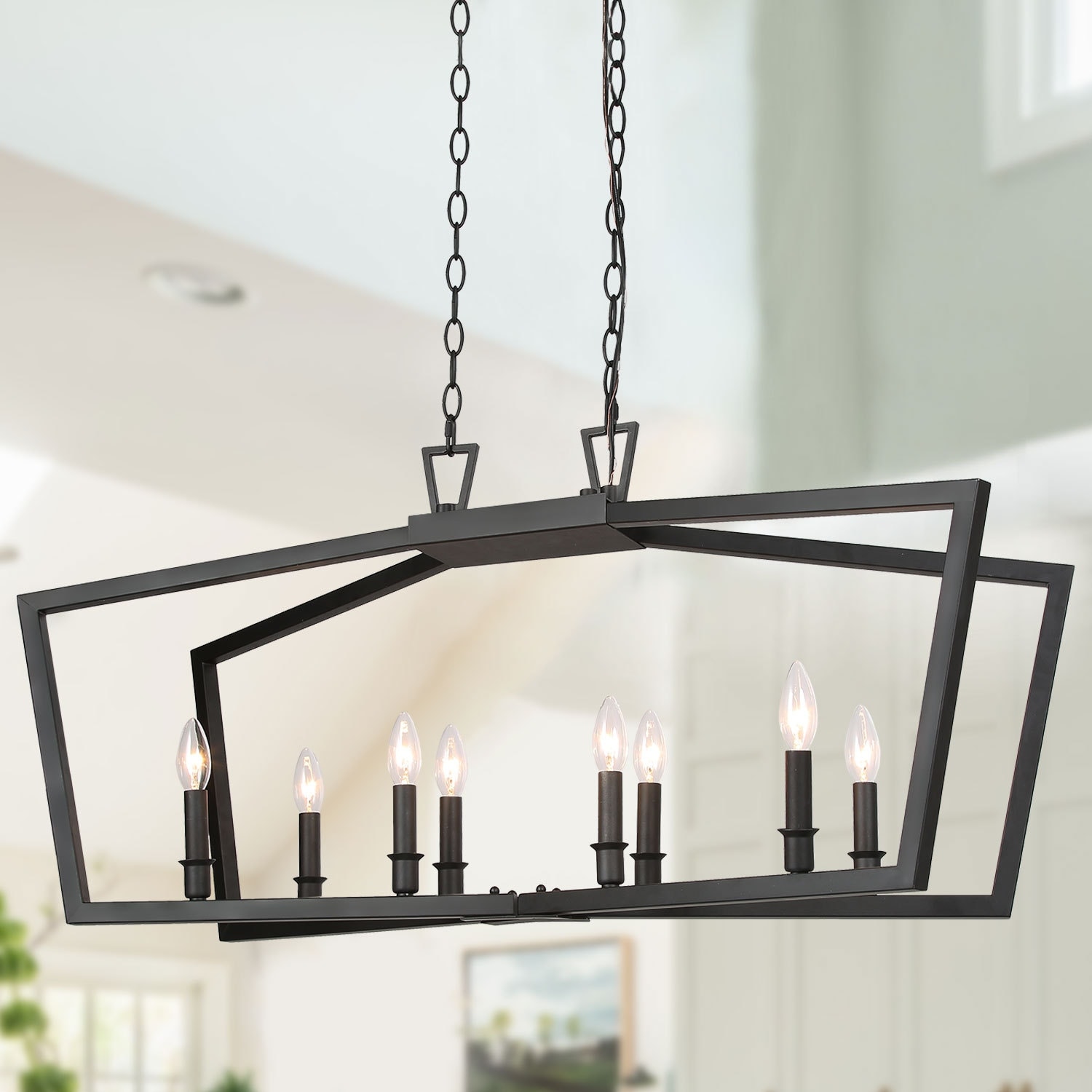 Modern 8-light Black Kitchen Island Chandelier for Dining Room - L37