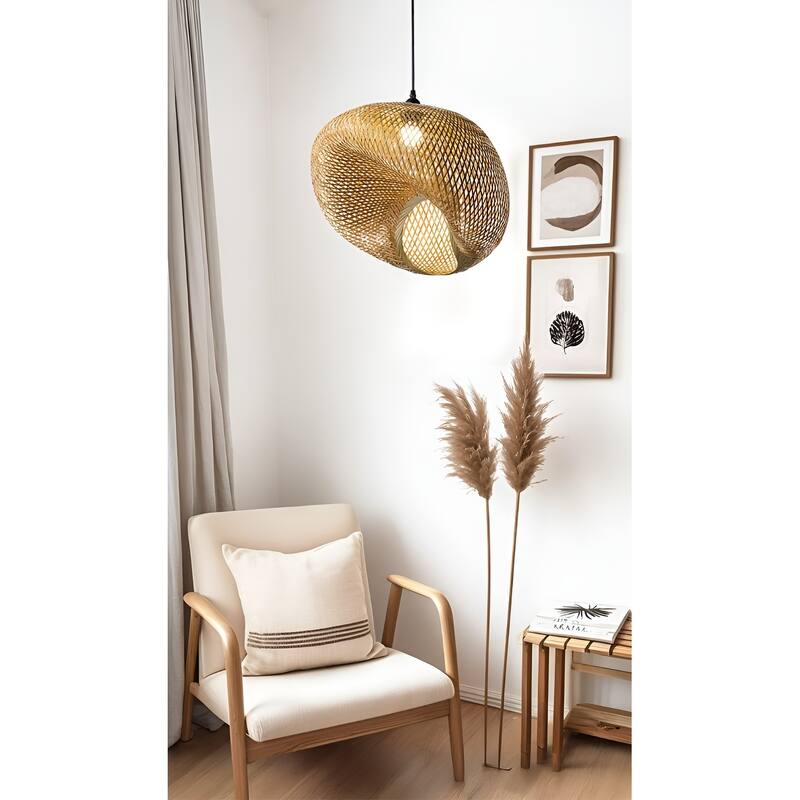 EcoChic Bamboo Weave Creations/Woven Lighting/Rattan/Natural/Wicker Handmade/Cane ceiling Light