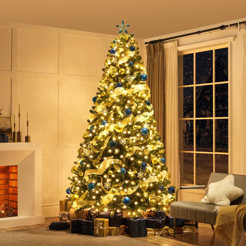 Yaheetech Pre-lit 4.5ft/6ft/7.5ft/9ft Spruce Artificial Christmas Tree with Foldable Stand, Green