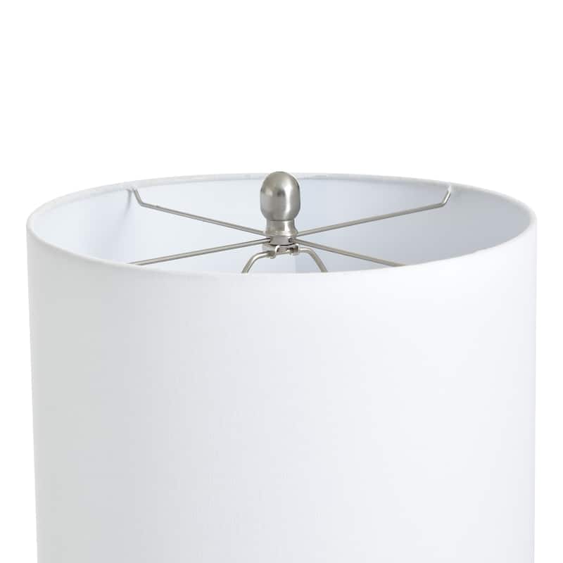 Evian - Two-Tone Ceramic Table Lamp - Speckled Cream, Greige Finish - Brushed Silver Base - White Linen Shade