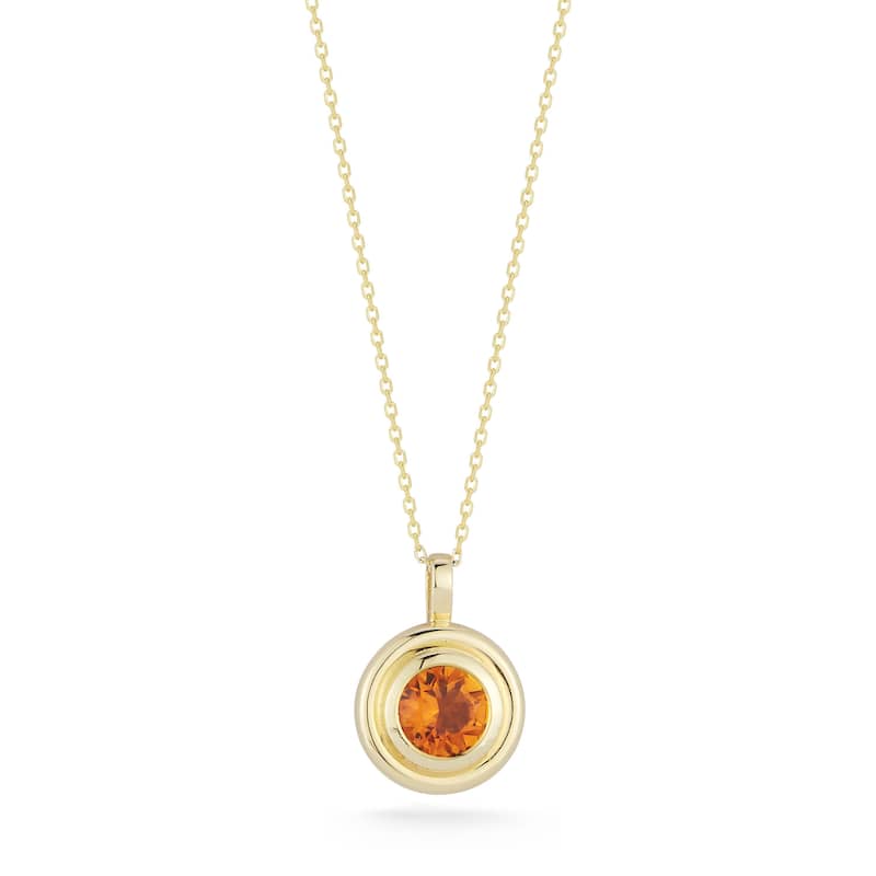 Soleil 14K Gold Gemstone Round Pendant Necklace - Citrine