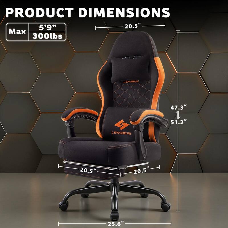 Bossin Gaming Chairs with Footrest, Big and Tall Chair 350lb Capacity, Racing Style Computer Chair with Ergonomic Lumbar Support