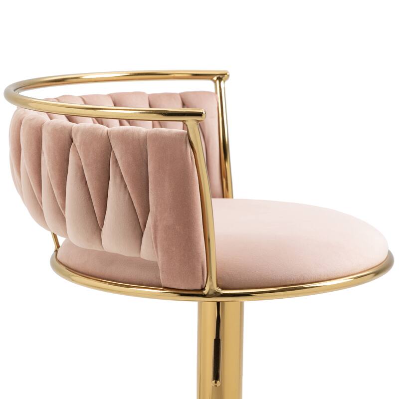 Modern Velvet Adjustable Swivel Bar Stools Set of 2