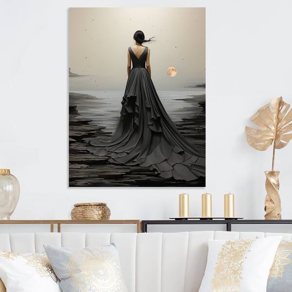 Designart "Oslo Obscure Grey Woman Dress III" Fashion Woman Metal Art -  Grey Metal Wall Dcor Modern Metal Art Work - Bed Bath & Beyond - 41156487