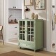 preview thumbnail 2 of 16, Anmytek Mint Green Vintage Glass Door Cabinet Kitchen Buffet Sideboard Living Room Display Storage