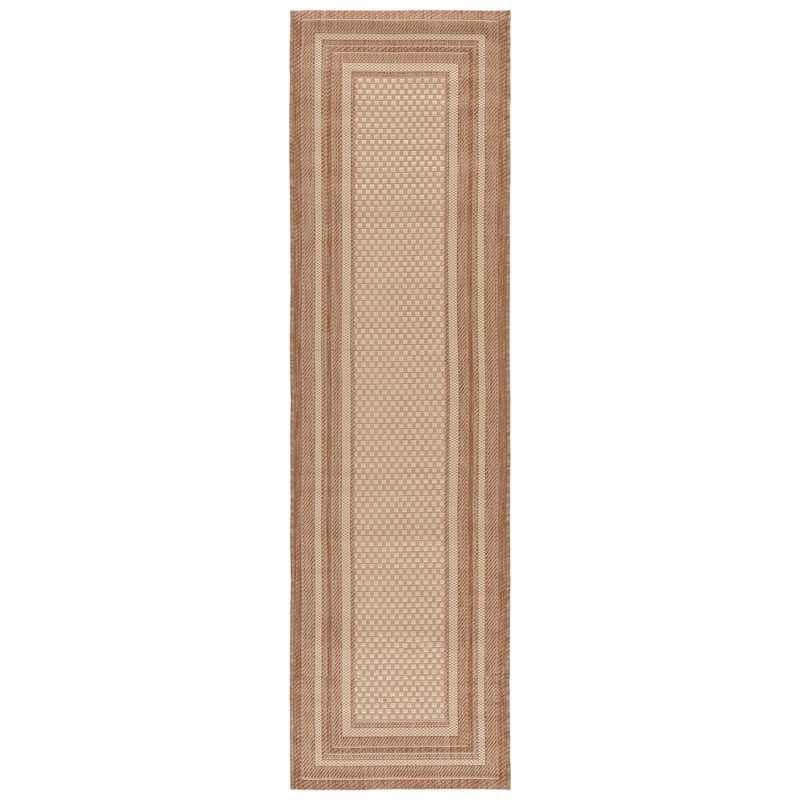 SAFAVIEH Courtyard Vickie Indoor/Outdoor Waterproof Patio Backyard Rug - 2'3" x 8' Runner - Beige/Dark Beig