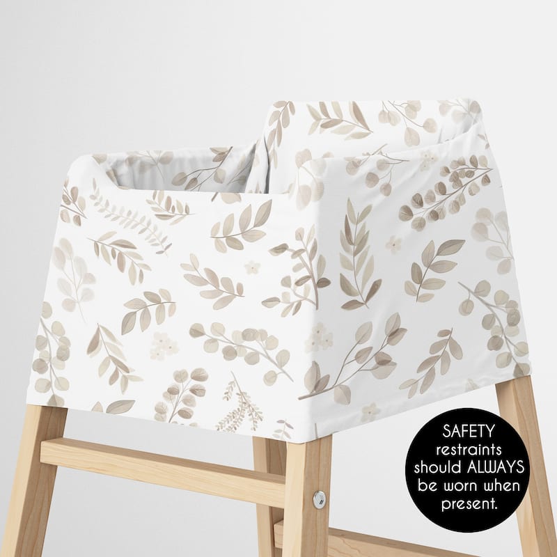 Sweet Jojo Designs Floral Leaf Boy Girl Baby Car Seat Nursing Cover Taupe Gender Neutral Boho Bohemian Watercolor Botanical