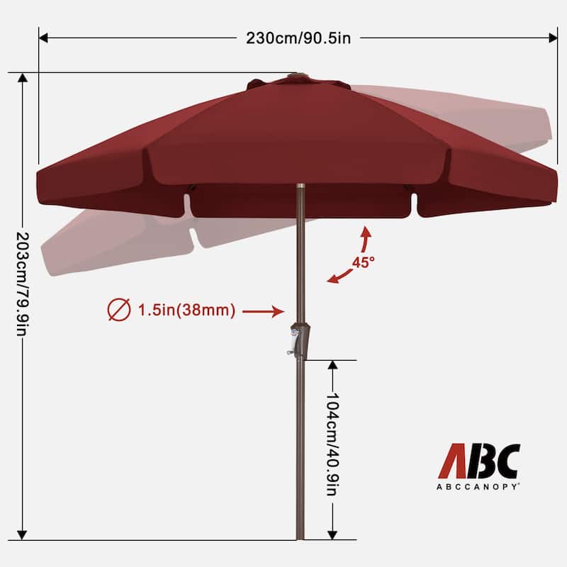 ABCCANOPY 7.5FT Outdoor Patio Table Market Umbrella for Garden