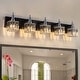 preview thumbnail 8 of 182, 2/3/4-Light Modern Bathroom Crystal Vanity Light Wall Sconces 35.4 - Black & Chrome