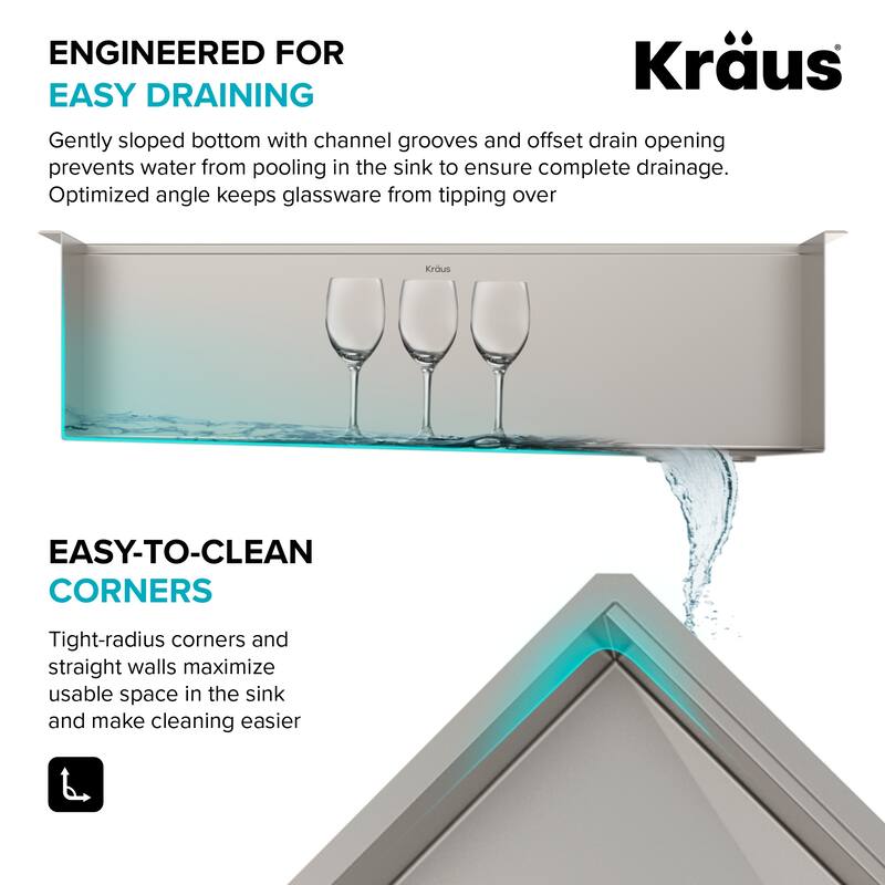KRAUS Kore Workstation Undermount Stainless Steel Kitchen Sink