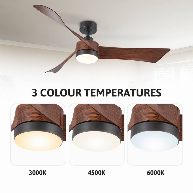 CO-Z 54-Inch Mid-Century Modern Farmhouse Ceiling Fan with Light - Walnut