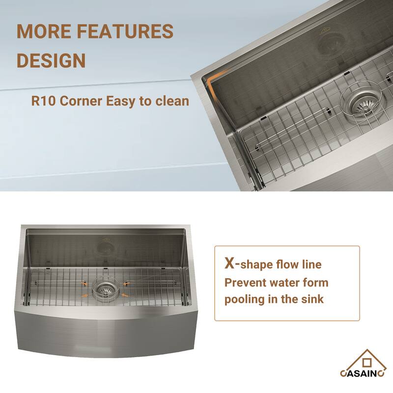 Stainless Steel Sink 30 in. Single Bowl Farmhouse Apron Kitchen Sink with Kitchen Faucet and Accessories