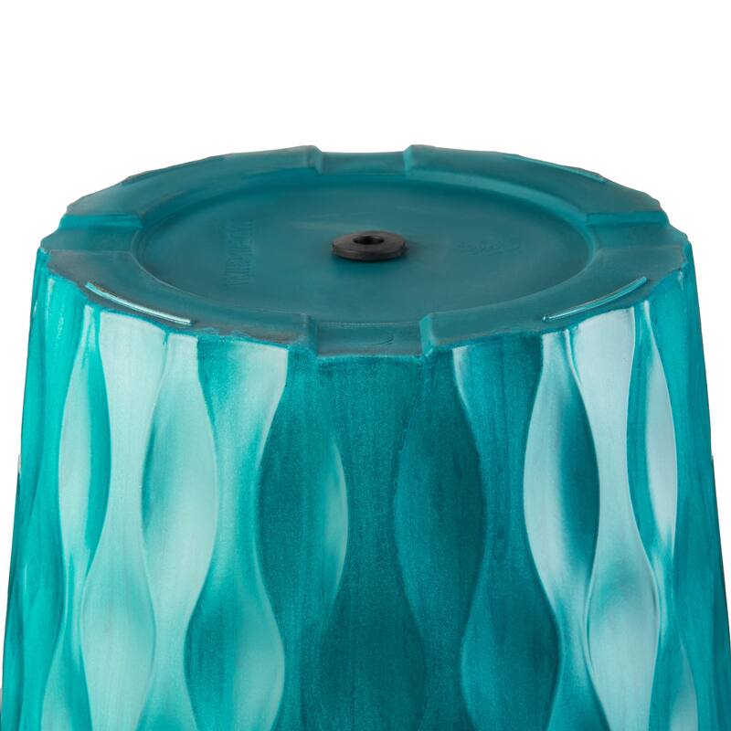 Glitzhome 23.75"H Set of 2 Oversized Wavy Texture Cobalt Blue/Turquoise/Red Tall Plastic Planter