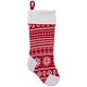 preview thumbnail 2 of 4, 21.5 RedWhite Knitted Snowflake Christmas Stocking with Fleece Cuff