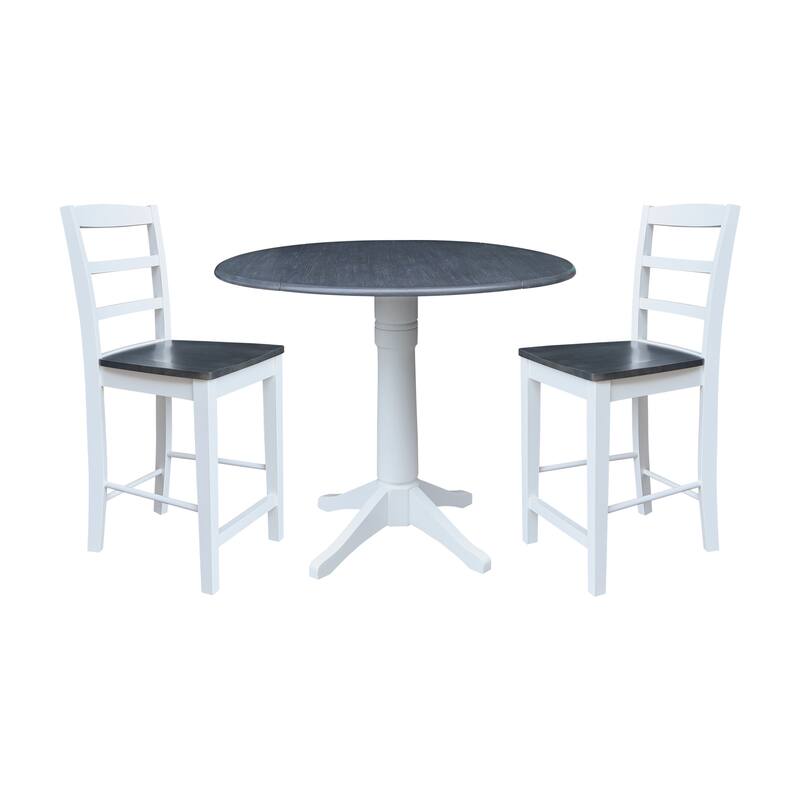 42" Round Top Dual Drop Leaf Pedestal Table with Stools - 3-Piece