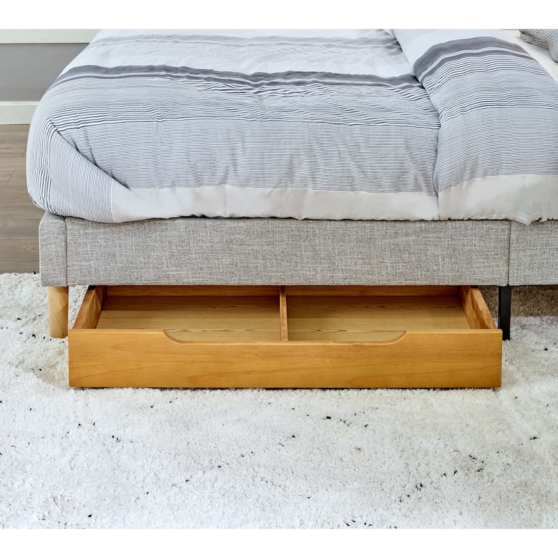 MUSEHOMEINC Solid Wood Under Bed Storage Drawer with 4-Wheels,,Suggested for Queen & King Platform Bed