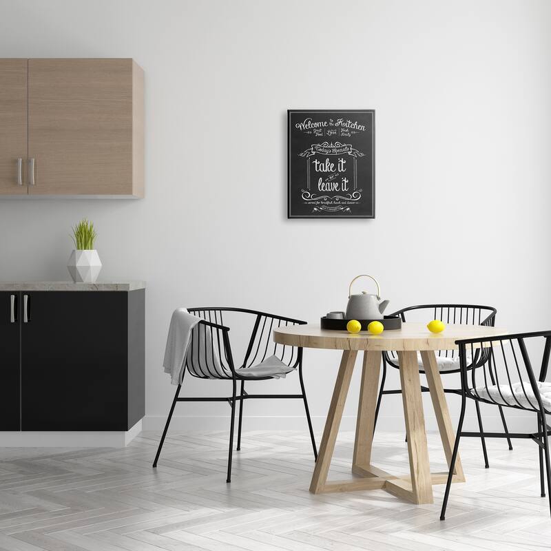 Stupell Welcome To the Kitchen Chalkboard Vintage Sign Stretched Canvas Wall Art - Black