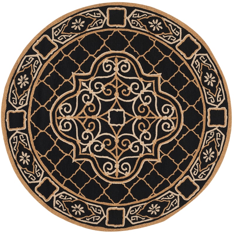 SAFAVIEH Handmade Easy Care Trisha Oriental Rug - 6' x 6' - Black/Gold - Runner/Round