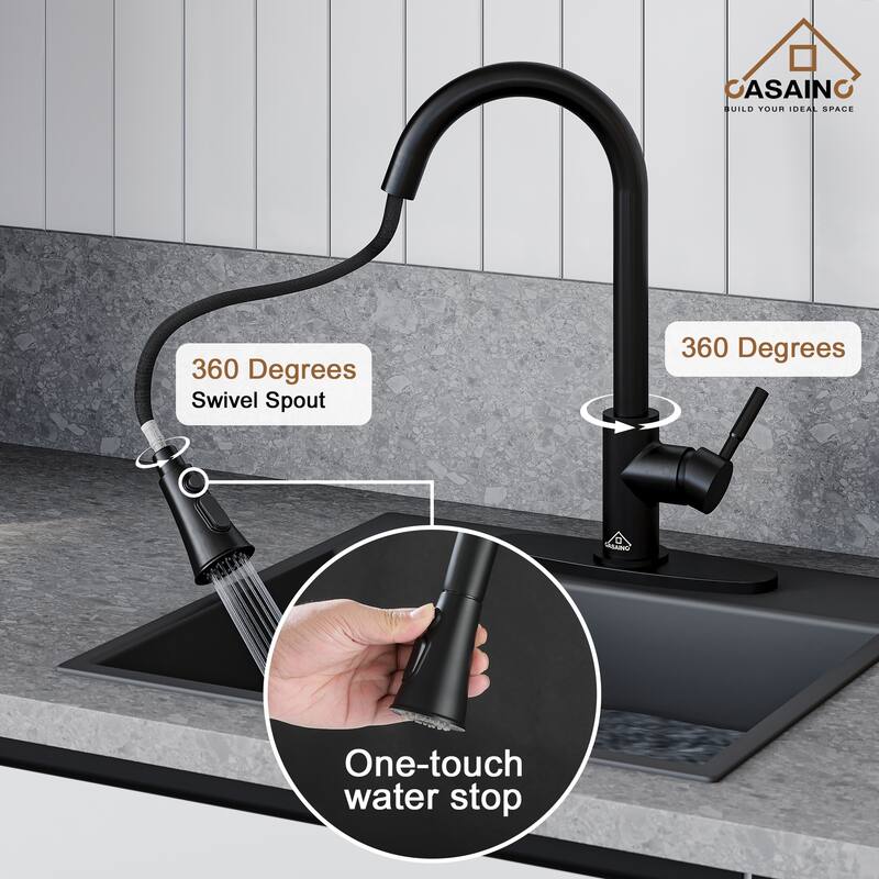 Drop-In Nano PVD Gunmetal Black Stainless Steel Workstation Kitchen Sink with 2-Function Pull-Down Kitchen Faucet & Accessories