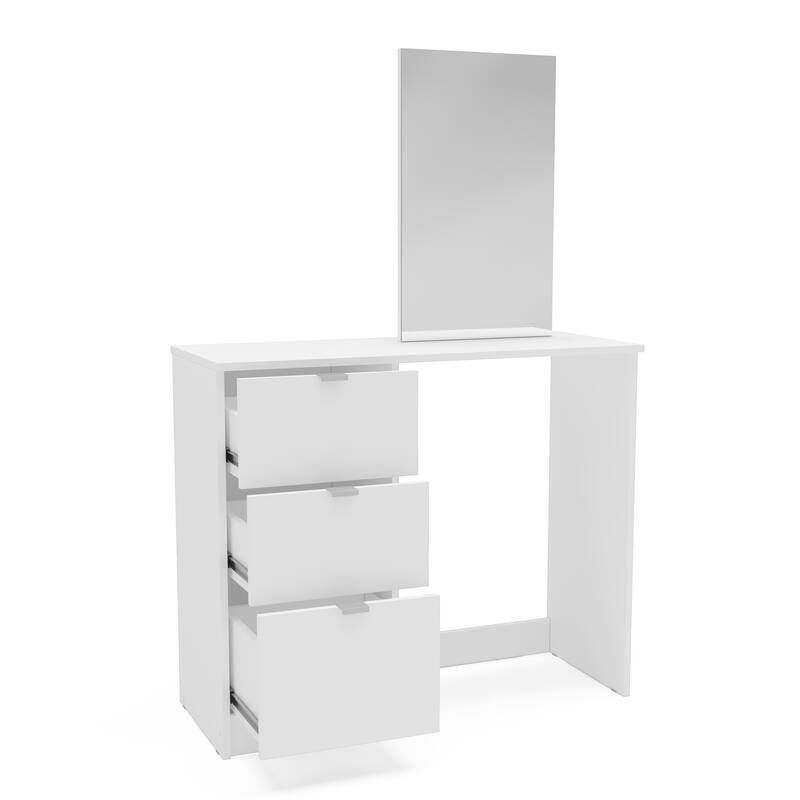Polifurniture New Minas White Makeup Vanity with Mirror - White