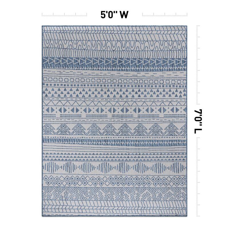 World Rug Gallery Contemporary Geometric Bohemian Textured Flat Weave Indoor/Outdoor Area Rug