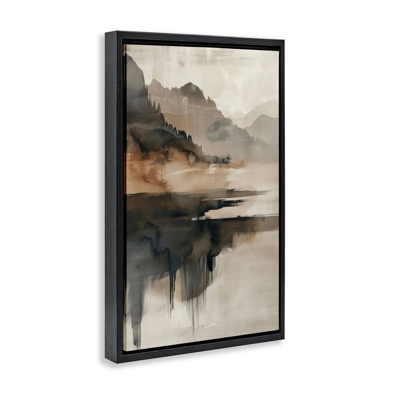 Stupell Layered Opaque Mountain Reflection Framed Floater Canvas Wall Art Design By LSR Creative Studio