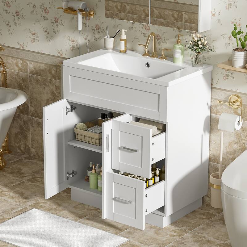 30" Bathroom Vanity Set / 60" Double Bathroom Vanities with SMC Resin Sinks