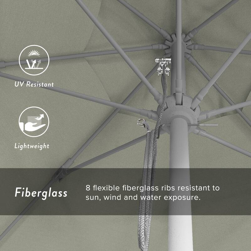 California Umbrella 11' Rd Aluminum Frame, Fiberglass Rib Market Umbrella, Push Open, White Finish, Pacifica Fabric
