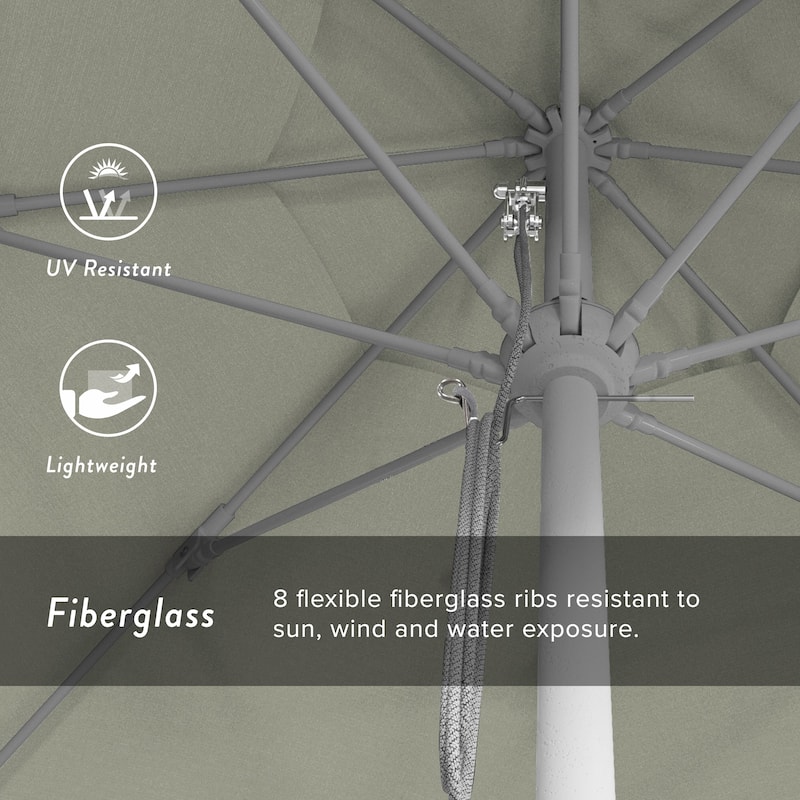 California Umbrella 11' Venture Series Patio Umbrella, White Aluminum Pole Fiberglass Ribs Pulley Lift Pacifica