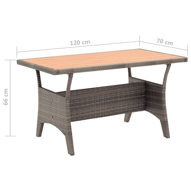vidaXL Outdoor Dining Table Patio Table Garden Wicker Furniture PE Rattan - 47.2" x 27.6" x 26"