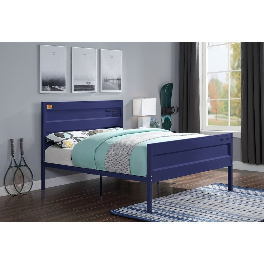 Contemporary Blue Cargo Full Size Youth Bed, Metal Frame, Container Themed