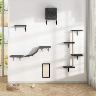 Set of 5 Multi-Level Wall Mounted Indoor Cat Tree Furniture for Indoor Cats