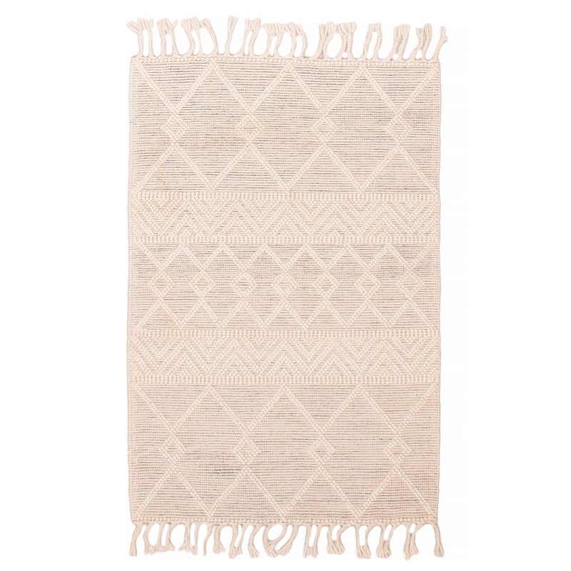 ECARPETGALLERY Braid weave Sienna Cream Wool Rug - 4'1 x 6'0 - Cream - 4'1 x 6'0