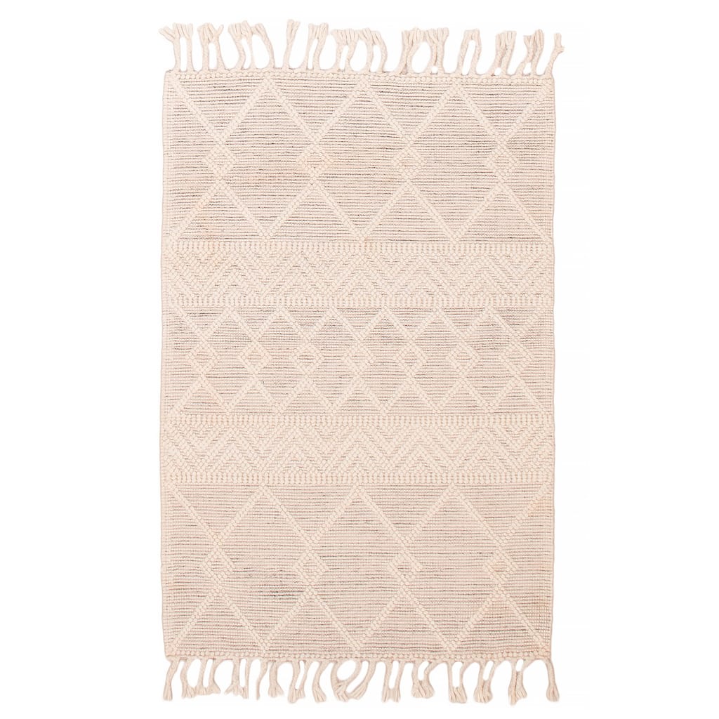 ECARPETGALLERY Braid weave Sienna Cream Wool Rug - 4'1 x 6'0