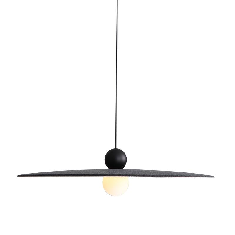 Golden Lighting Faroe 24in Integrated LED Pendant in Flecked Black/Grey Felt - Black