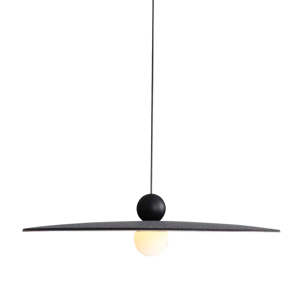 Golden Lighting Faroe 24in Integrated LED Pendant in Flecked Black/Grey Felt - Black