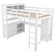 preview thumbnail 3 of 10, White Full Size Pine Wood Loft Bed with Cabinet, Bookshelf, Wardrobe, and Desk