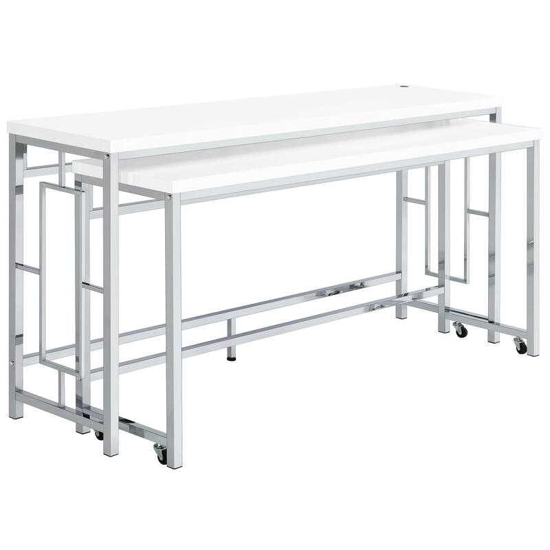 Laguna White 5-piece Counter Height Table with Pot Rack