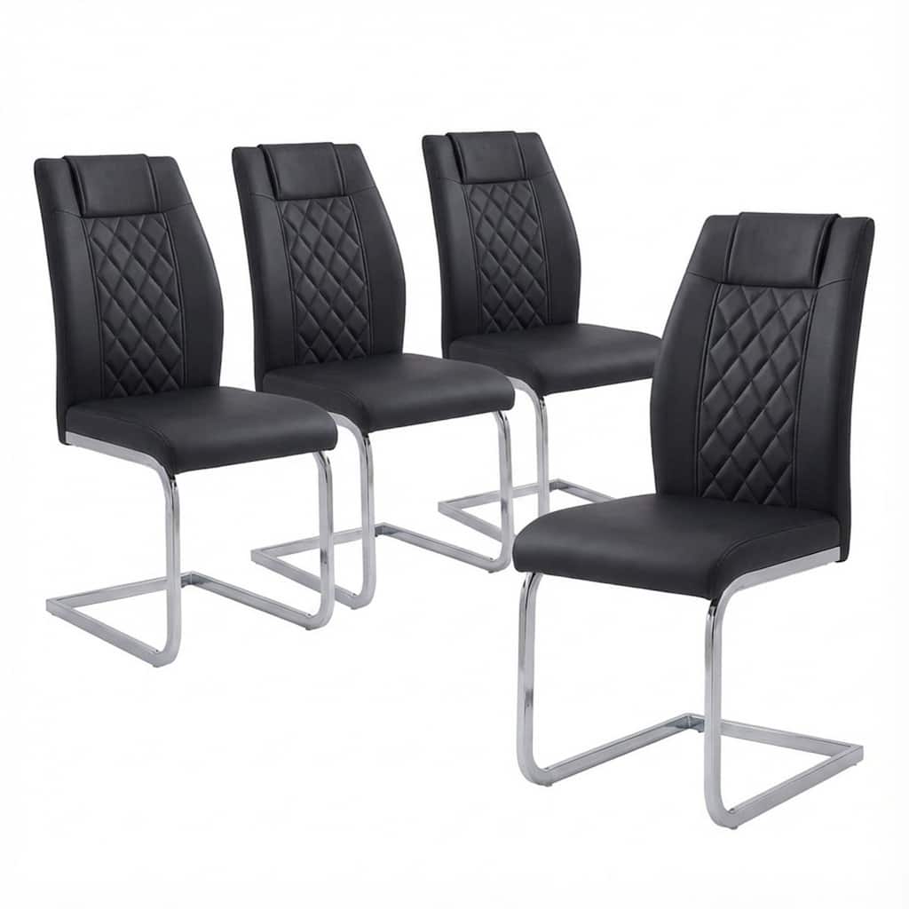16.9" PU Leather Upholstered High-Back Dining Chairs, Set of 4
