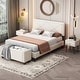 preview thumbnail 6 of 8, 4-Pieces Bedroom Sets Queen Size Upholstered Bed Frame with Rivet Design,Nightstands and Ottoman