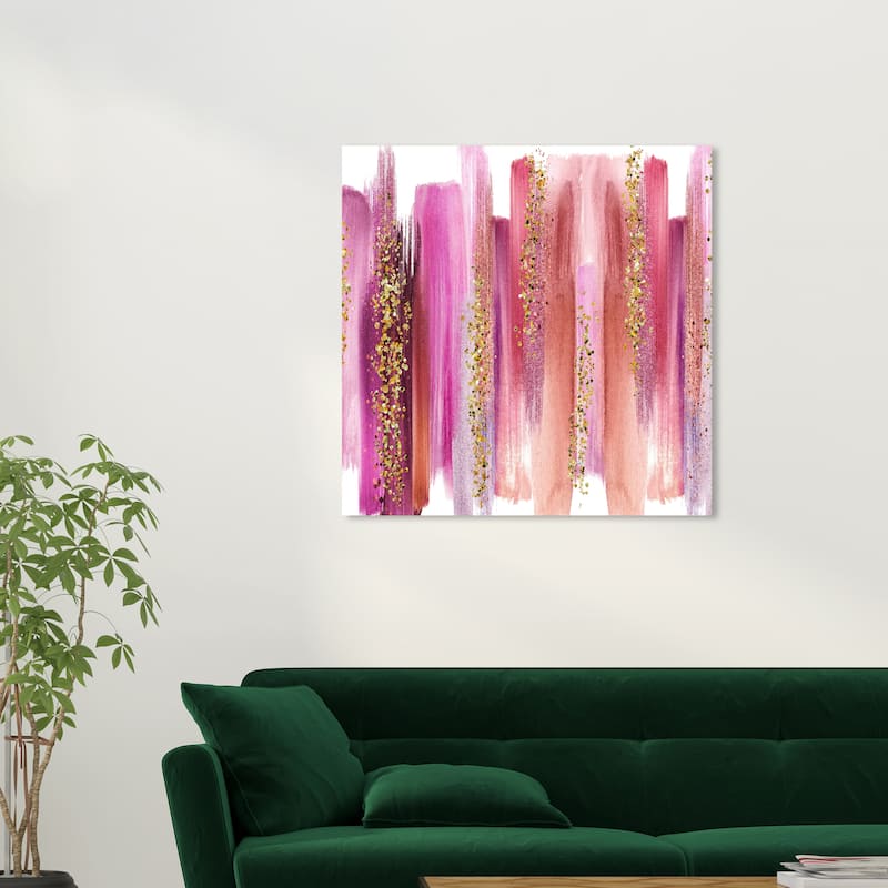 Wynwood Studio Canvas Abstract Inspiring Pink Swatches Pink and Metallic Gold Glam Wall Art Canvas Print - 30 x 30
