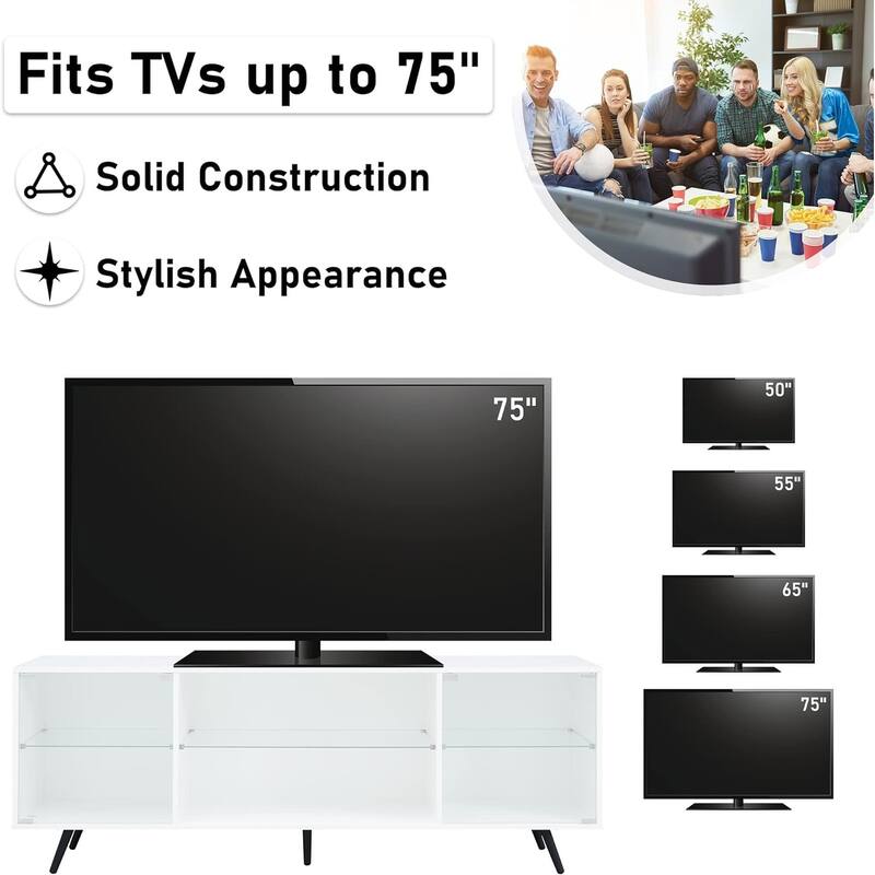 Modern TV Stand for TVs up to 75 Inch with LED Lights