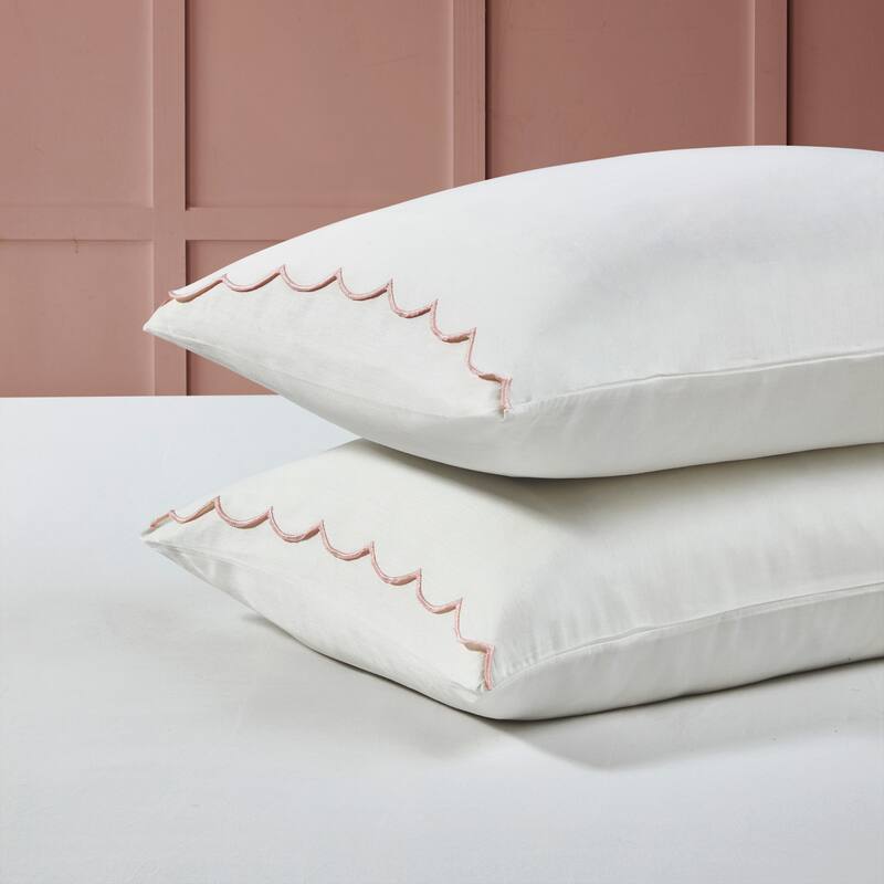 Peri Home Scallop Pillowcase Pair - Standard - Pink