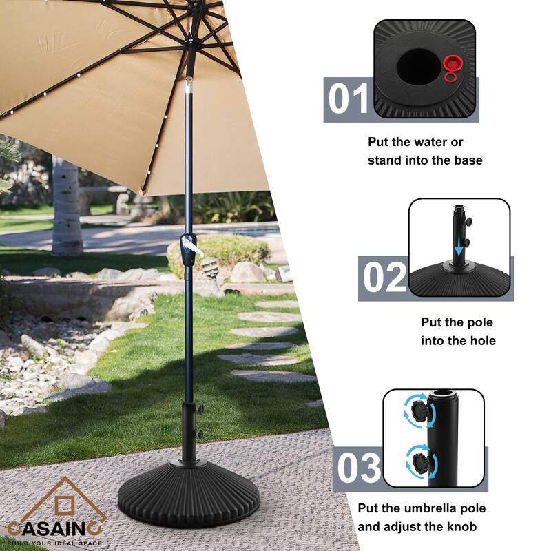 Casainc 9lbs Umbrella Base Stand with 2 Handle Knob
