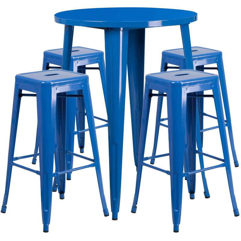 30-inch Indoor/ Outdoor 5-piece Round Metal Table and Stools Set