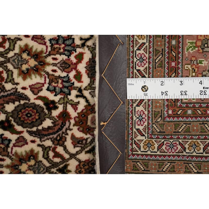 Hand Knotted Oriental 100% Wool Carpet Traditional Floral Beige & Ivories Tabriz Area Rug - 8' 2'' X 8' 2''